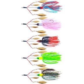 Spinnerbait Fishing Lures Kits Set, 5pcs Fishing Lure for Bass Lures Trout Lures Salmon Lures Metal Spinner Baits Swim Jigs Freshwater Saltwater Fishing