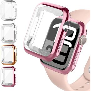 3 Pack Case for Apple Watch Screen Protector 42mm 46mm 40mm 44mm 41mm 45mm 38mm Series 10 9 8 7 6 5 4 3 SE/2,Soft TPU Full Protection Face Cover Tempered Glass+Bumper for iWatch Cover Accessories