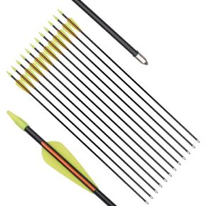 Archery Practice Fiberglass Arrows 24/26/28/30 Inch Target Shooting Safetyglass Recurve Bows Suitable for Youth Children Woman Beginner 6/12PCS
