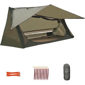 onewind Backpacking Tent for Single Person, 3 Season Ultralight Bivy Tent Waterproof Silnylom Bushcraft Tent Shelter Lightweight 1 Person Tent for Camping Backpacking Hiking, NO Trekking Pole