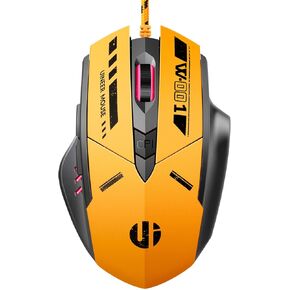 Wired Mouse Gaming, 4 Adjustable DPI Levels, 6 programmable Buttons, 4-Colour auto-Breathing Light, 1.5m USB Cable - Plug & Play for PC Laptops（Yellow）