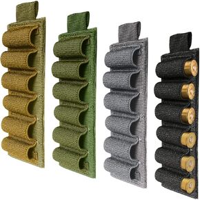 4pcs 6 Holes Shell Holder Shell Holder with Adhesive Back Sticker 6 Rounds Shell Card Holder 12/20 Ga Side Saddle Shell Carrier for Rifle Shotgun Cartridge Ammo Shell