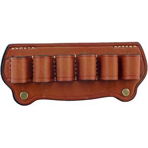 6 Round Leather Tactical Hunting Ammo Bullet Holster Shotgun Shell Holder Cartridge Belt Canvas Genuine Magazine Pouch