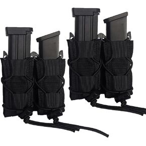 2 Pcs Molle Tactical Pistol Double Magazine Holster, Universal 9MM Mag Pouch, Tactical Belt Magazine Holder for 9mm/.40 Calibers 45acp Glock S&W M&P, Springfield 1911, Sig, Black