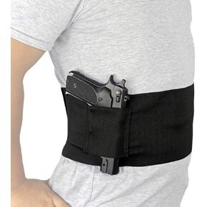 Depring Belly Band Holster for Concealed Carry Elastic Abdominal Slim Wrap Concealment Handgun Holster with 2 Magazine Pouches for Right and Left Hand Draw