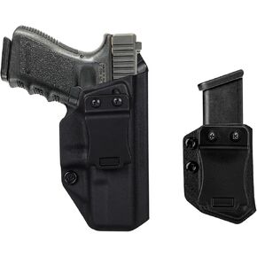 G19 IWB Holster Right Hand Fits Glock Models 19,19X,25,32,44(Gen1-5)/G23 (Gen3-4)/G45 (GEN3-5)Pistol Holster & Universal 9mm/.40 Double Stack Mag Carrier Concealed Carry