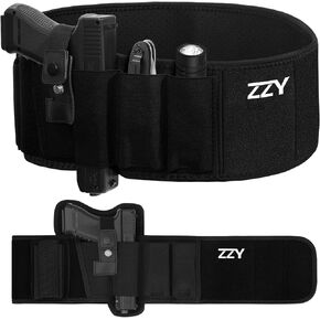 ZZY Belly Band Holster, Belly Band Holster Men and Women, Belly Holster for Concealed Carry Waist Holster for Pistols Fits Glock 19, 17, 26, 43, Sig P365, Taurus, Ruger, S&W M&P Shield 9MM