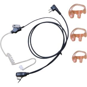 Earpiece for Motorola Walkie Talkie and Radio with PTT/Mic, Compatible for CP200D CP100D R2 CP200 CP185 BPR40 CLS1410 CLS1110 RMU2040 RMU2080D, Acoustic Tube Surveillance Headset, 2 Pin