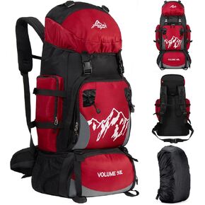 حقيبة ظهر للمشي لمسافات طويلة سعة 90 لترًا، حقيبة ظهر للسفر للتخييم مع غطاء للمطر، حقيبة نهارية خفيفة الوزن للسفر للتسلق والتخييم والتجول (أزرق) in Kuwait