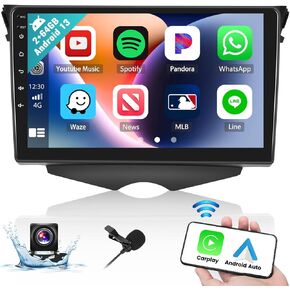 Camecho 2+64G Radio for Hyundai Veloster 2011-2017, Android 13 Car Stereo with Wireless Carplay & Android Auto, 9" Touch Screen Car Radio with Bluetooth, GPS Navigation, WiFi+AHD Backup Camera
