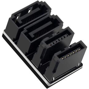 NFHK Dual SATA 7Pin Female to 7Pin Male 360 Degree Angled Adapter Low Profile for Desktops SSD HDD Mainboard Motherboard