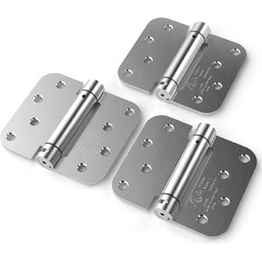 Self Closing Door Hinges, 4 Inch x 4 Inch, 5/8" Radius, UL Listed, Pack of 2, Brushed Nickel