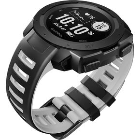 ANCOOL Compatible with Garmin Instinct 2 Band, Soft Silicone Watchband Replacement for Garmin Instinct Tide/Esports/Solar/Tactical Smartwatches, Black/Straw Yellow