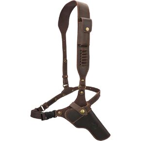 TOURBON Adjustable Leather Chest Rig Pistol Holster with Ammo Holder Shoulder Strap