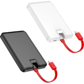 VANYUST Portable Charger with Built in USB-C Cable, 2-Pack 5000mAh Power Bank, Pocket Size External Battery Pack Compatible with Samsung, Google Pixel, Android Phones, iPhone16 15 Series etc