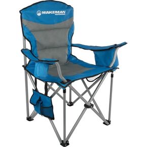 Wakeman Outdoors Oversized Camping Chair - Heavy Duty Folding Chair with Cooler Pouch and Carry Bag for Camp Sites, Tailgates, or Beach (Green)