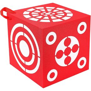 ShinyRelief Red 3D Foam Archery Target 6 Side Dice Cube Archery Target Accessories with Handle 13 x 13 x 13 Inch Lightweight Archery Block Target for Shooting Backyard Practice, Easy Arrow Removal