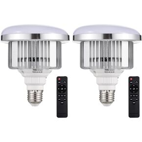 Andoer 85W LED Light Bulb 3000K-6500K Photography Lamp Bulb Energy-Saving Adjustable Brightness E27 Mount with Remote Control for Photography Studio Home Warehouse Office Hotel(2 Pack)