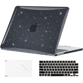EooCoo Case Compatible with MacBook Air 13 inch M4 2025 2024-2022 Release M3 M2 A3240 A3113 A2681, Glitter Hard Shell&Keyboard Skin Cover&Screen Protector for Mac Air 13.6 inch Case, Sparkly Clear