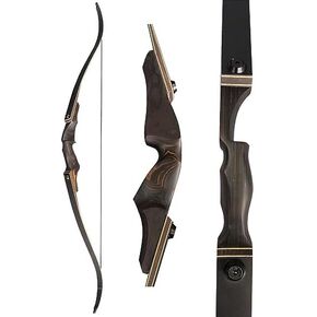 60" Black Hunter Takedown Recurve Bow 20-60 Lbs Traditional Wood Right Handed Bow American Hunting Longbow for Hunting Target Practice