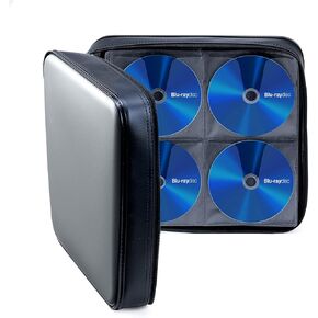 SANWA 320 Capacity CD Case, Large CD Sleeves, Portable DVD VCD Storage Box, Portable Zipper Bag, EVA Protective Blu-ray Wallet with Handle, for Car, Home, Office, Games Disc, Audio Music, Blue