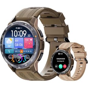 VIRAN Smart Watches for Men, 1.43'' AMOLED Military Smart Watches for Women, IP68 Waterproof Fitness Watch for Android and iOS, Smartwatch with Heart Rate BP Sleep Monitor and Step Counter (Orange)