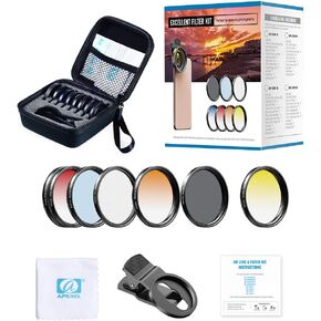MIAO LAB 2022 Newly Phone Camera Graduated Color Filter Accessory Kit - Adjustable Blue/Orange/Yellow/Red Color Lens, Star, CPL Filter, ND32 Filter for Camera, iPhone, Samsung, Huawei, etc