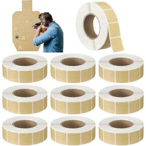 Qilery 9000 Pcs/ 9 Rolls Target Pasters 0.87 Inches Square Target Stickers Self Adhesive Shooting Stickers Kraft Paper Target Labels for Pistol Shooting Range Practice, 1 000 Per Roll