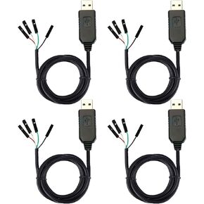 PL2303HX USB to TTL Serial Adapter USB to RS232 TTL Converter Download Flash Line USB to Serial Port for Arduino Download Cable (4PCS)