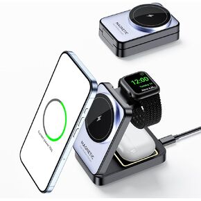 3 in 1 Wireless Charger Stand Multiple Devices for Apple -15/15Pro/15Pro Max/14/14 Pro/14 Plus/14 Pro Max/13/13 Pro/13 Pro Max/12/12 Pro Max or Android, Apple Watch 7/6/5/4/3/2/SE, and AirPods Pro/3/2