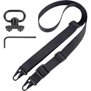 Two Point Sling with QD Sling Swivel Mount,Traditional Nylon Sling with Length Adjuster,Multi Use Gun Sling with Metal Hook for Outdoor Sports, Hunting