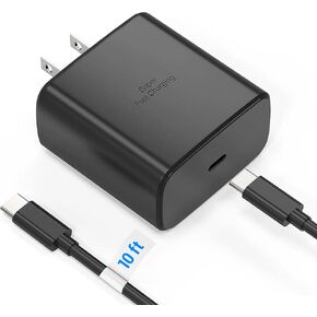 S24 S23 Android Charger 45W, for Samsung Charger, Super Fast Charging USB C Block, Type C Charge Cable Cord Extra Long 10ft for Galaxy S24/S24 Plus/S24 Ultra/S23/S22/Z Fold 3/4/5/iPhone 15/Tablet