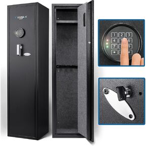 Barska Quick and Easy Digital Electronic Keypad Anti-Pry Rifle Shotgun Long Gun & Pistol Safe for Home with Optional Silent Mode & Removable Shelf