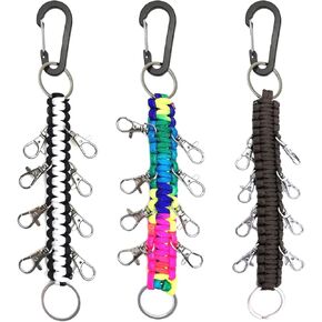 3 Pieces Paracord Cheer Bows Holder Paracord Keychain for Teen Girls High School College Sports