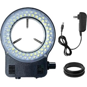 144 64 LED Ring Light Illuminator for Stereo Microscope, White Adjustable Ring Light Lamp for Industry Monocular Binocular Trinocular Soldering Stereo Repairing Microscope Video Camera (64 LED)