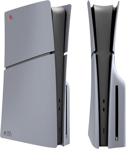 لوحة حماية PEYANZ لجهاز PS5 Slim (إصدار القرص)، لوحة غطاء، غلاف ABS، شعار مطبوع، جلد غير لامع، مع غطاءين إضافيين من السيليكون لوحدة التحكم (رمادي) in Kuwait
