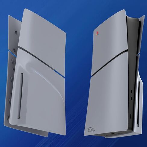 لوحة حماية PEYANZ لجهاز PS5 Slim (إصدار القرص)، لوحة غطاء، غلاف ABS، شعار مطبوع، جلد غير لامع، مع غطاءين إضافيين من السيليكون لوحدة التحكم (رمادي) in Kuwait