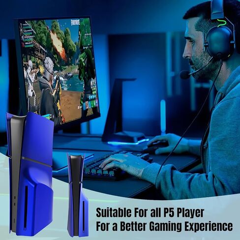 لوحة حماية PEYANZ لجهاز PS5 Slim (إصدار القرص)، لوحة غطاء، غلاف ABS، شعار مطبوع، جلد غير لامع، مع غطاءين إضافيين من السيليكون لوحدة التحكم (رمادي) in Kuwait