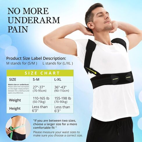 Posture Corrector for Women and Men, Adjustable Upper Back Brace for Posture Hunchback Support and Providing Pain Relief from Neck, Shoulder, and Upper Back (Black, Large/X-Large) in Saudi Arabia