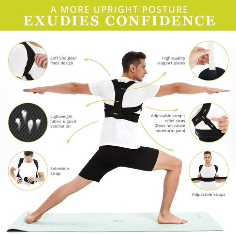 Posture Corrector for Women and Men, Adjustable Upper Back Brace for Posture Hunchback Support and Providing Pain Relief from Neck, Shoulder, and Upper Back (Black, Large/X-Large) in Saudi Arabia