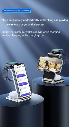 Magnetic Charging Station Compatible with Apple Devices, Travel, 3-in-1 Foldable Dock Compatible with AirPods, Watch, iPhone 15/14/13/12 Max/Pro/Mini, (White) in Saudi Arabia