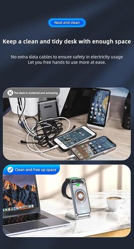 Magnetic Charging Station Compatible with Apple Devices, Travel, 3-in-1 Foldable Dock Compatible with AirPods, Watch, iPhone 15/14/13/12 Max/Pro/Mini, (White) in Saudi Arabia