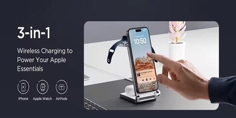 Magnetic Charging Station Compatible with Apple Devices, Travel, 3-in-1 Foldable Dock Compatible with AirPods, Watch, iPhone 15/14/13/12 Max/Pro/Mini, (White) in Saudi Arabia