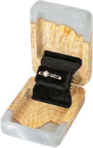 FLIP - Platinum Epoxy & Wood - Unique Engagement Ring Boxes for Proposal - Premium & Slim Ring Boxes for Any Occasion in Saudi Arabia