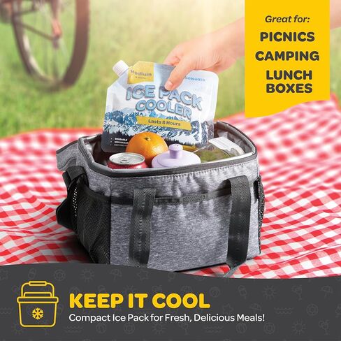 Reusable Ice Packs for Lunch Boxes and Coolers, Ice Pack for Outdoor Activities Like Camping & Travel. BPA-Free Keeps Your Drink & Food Various Sizes Colds Up 8 to 48 Hours with No Mess of Melting Ice in Saudi Arabia
