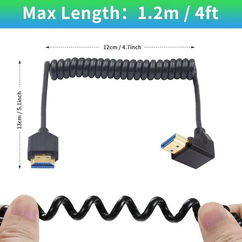 Duttek 8K HDMI Coiled Cable, Ultra HD HDMI to HDMI Coiled Cable, Extreme Thin Short HDMI Cable Support Dynamic HDR Up to 48Gbps Compatible with Camera Monitors, TV, Capture Cards 1FT-4FT in Kuwait