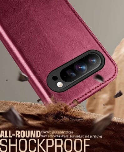 OCASE متوافق مع حافظة محفظة Google Pixel 9 وGoogle Pixel 9 Pro، حافظة قابلة للطي من جلد البولي يوريثان مع حامل بطاقات RFID ومسند [غلاف داخلي من مادة TPU مقاوم للصدمات] غطاء هاتف 2024، بني in Kuwait