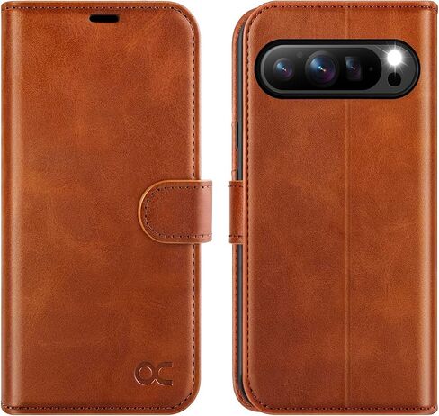 OCASE متوافق مع حافظة محفظة Google Pixel 9 وGoogle Pixel 9 Pro، حافظة قابلة للطي من جلد البولي يوريثان مع حامل بطاقات RFID ومسند [غلاف داخلي من مادة TPU مقاوم للصدمات] غطاء هاتف 2024، بني in Kuwait