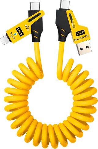4 in 1 USB C Charging Cable for Car,65W Fast Charging Cable,USB C to Type C to Li-tning Charger Cord for iPhone iPad MacBook Samsung,480Bmps Faster Data Transfer,Rebound Tidy Multi Charger Cord in Saudi Arabia