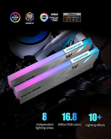 Acer Predator Vesta RGB Gaming RAM 16GB (8GBx2) 3200 MHz DDR4 CL14 1.35V Desktop LED Computer Memory Kit - BL.9BWWR.292 in Saudi Arabia